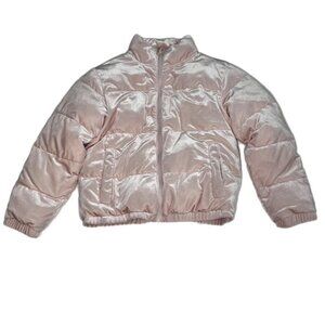 Art Class Shiny Shimmer Puffer Jacket Pink Girl's Size L